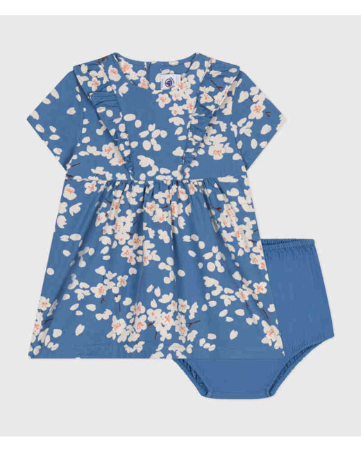 Robe manches courtes et bloomer en popeline bébé Beach Multicolor