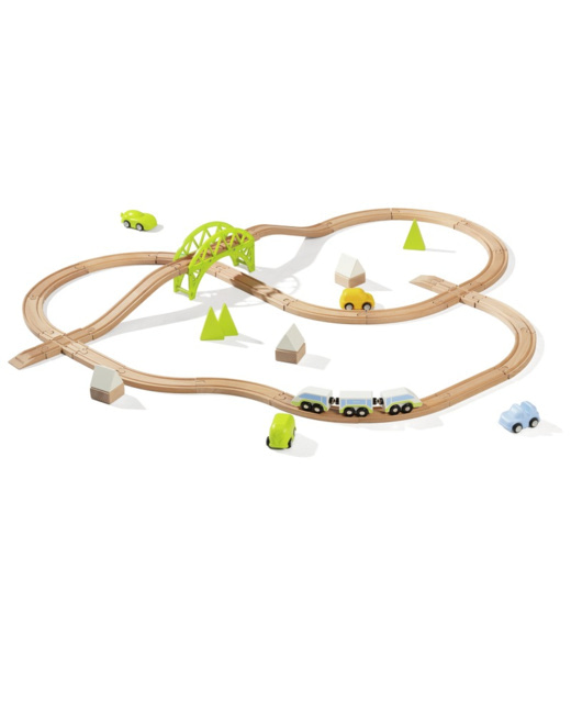 Circuit de train en bois le pont