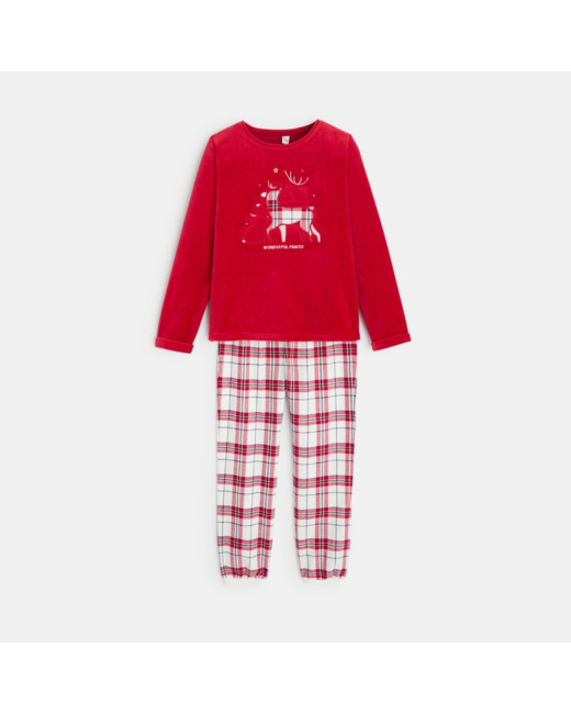 Pyjama 2 pièces motif Noël rouge fille