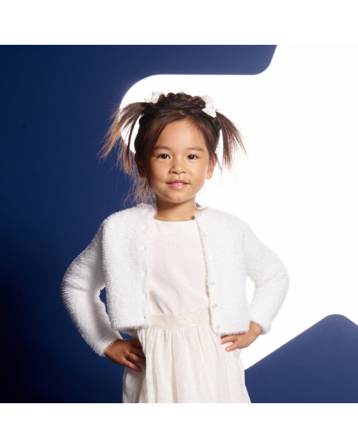 Robe en velours maille pailletée blanche fille