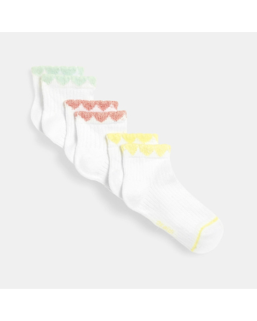 Socquettes coeurs (lot de 3) jaune fille