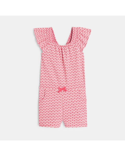Combishort en jersey imprimé rose fille
