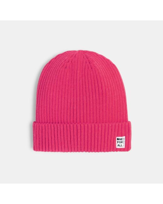 Bonnet côtelé à revers rose fille