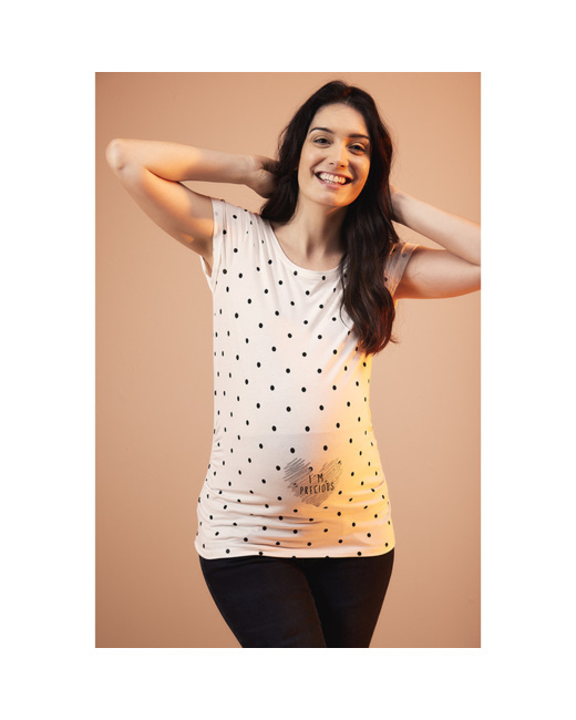 T-shirt de grossesse manches courtes en jersey imprimé pois
