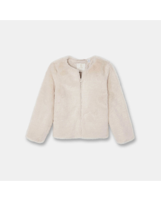 Blouson en fausse fourrure beige fille