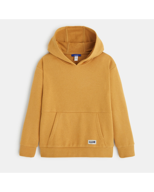 Sweat-shirt à capuche uni marron garçon