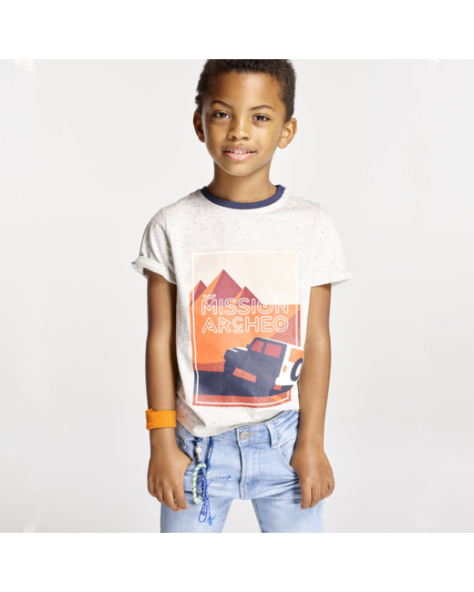 T-shirt jersey flammé archéologue gris garçon
