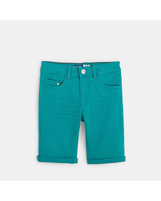 Bermuda slim en toile hyper-stretch vert garçon