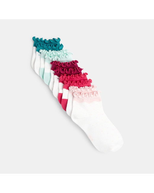 Socquettes à motifs (lot de 5) vert fille