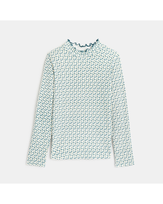 T-shirt côtelé imprimé vert fille