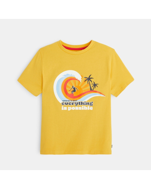 T-shirt surf à message jaune garçon
