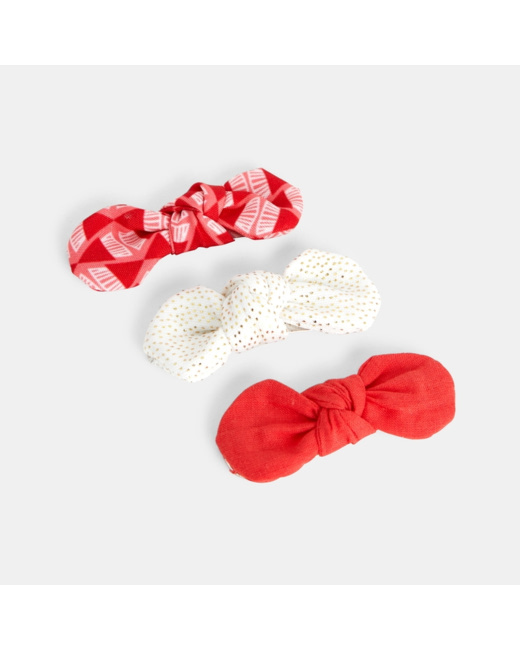 Barrettes nœud papillon (lot de 3) rouge fille