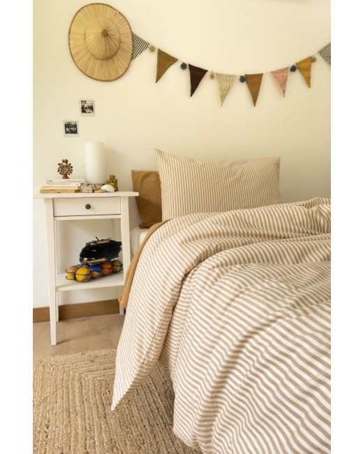 Housse de couette Percale de Coton Bio rayé 1 personne