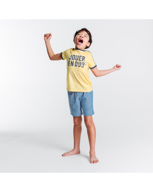 Pyjama d'été à message jaune garçon