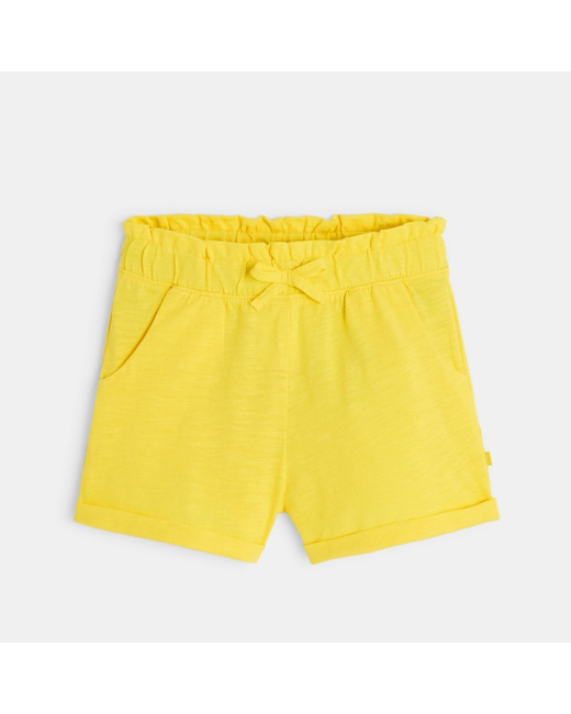 Short en jersey uni jaune fille