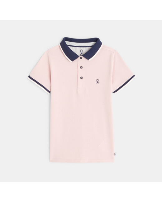 Polo uni manches courtes rose garçon