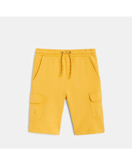 Bermuda cargo en molleton jaune garçon
