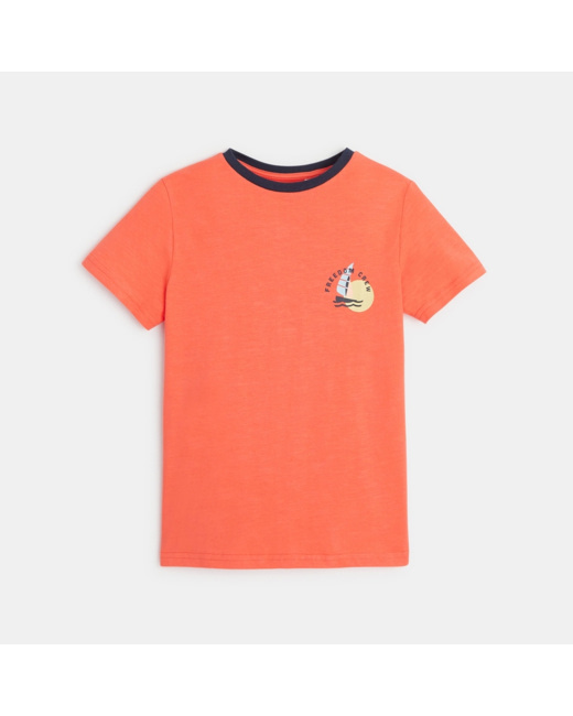 T-shirt motif bateau à voile orange garçon