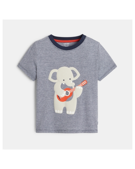 T-shirt rayé éléphant en relief