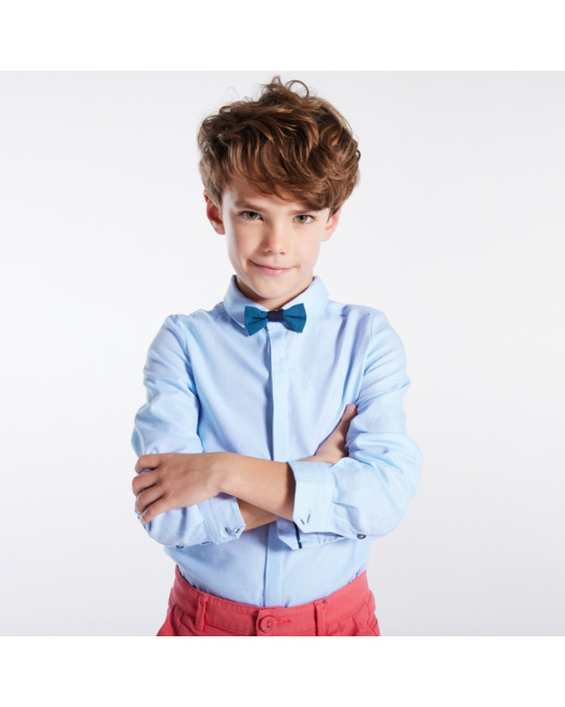 Chemise coton fantaisie et noeud papillon bleue garçon
