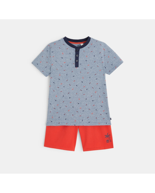 Pyjama d'été 2 pièces en jersey bleu garçon