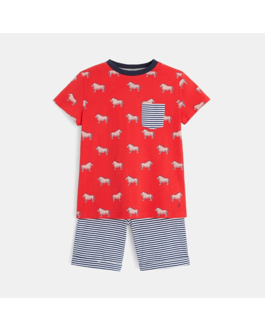 Pyjama short imprimé lion rouge garçon