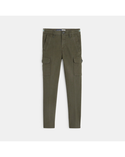 Pantalon cargo coupe slim en toile vert garçon