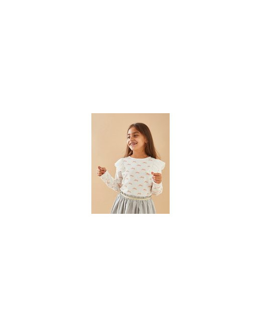 Blouse maille longues manches imprimés soleils