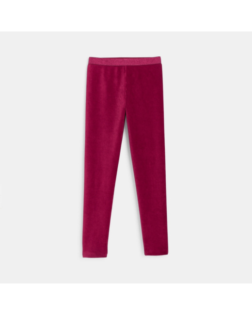 Leggings en velours côtelé rouge fille