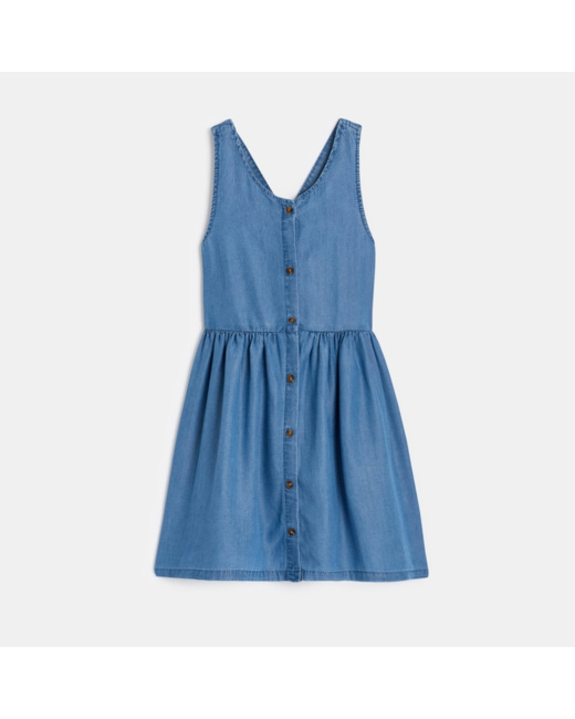 Robe tablier en jean léger bleue fille