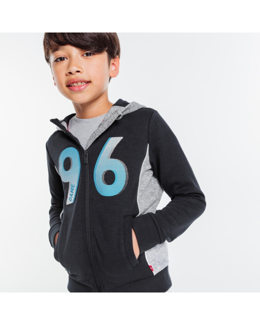 Sweat-shirt bicolore "96" gris garçon