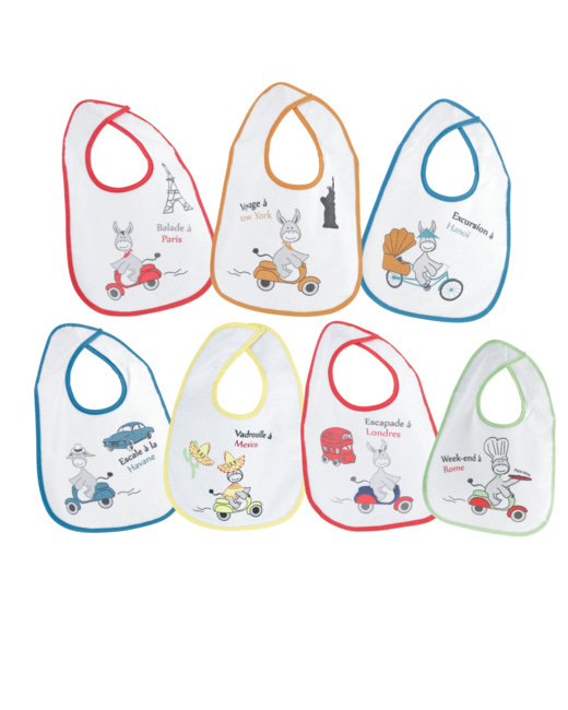 Lot de 7 bavoirs VOYAGE