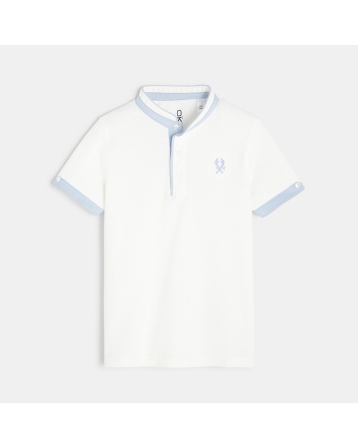 Polo jersey uni blanc garçon