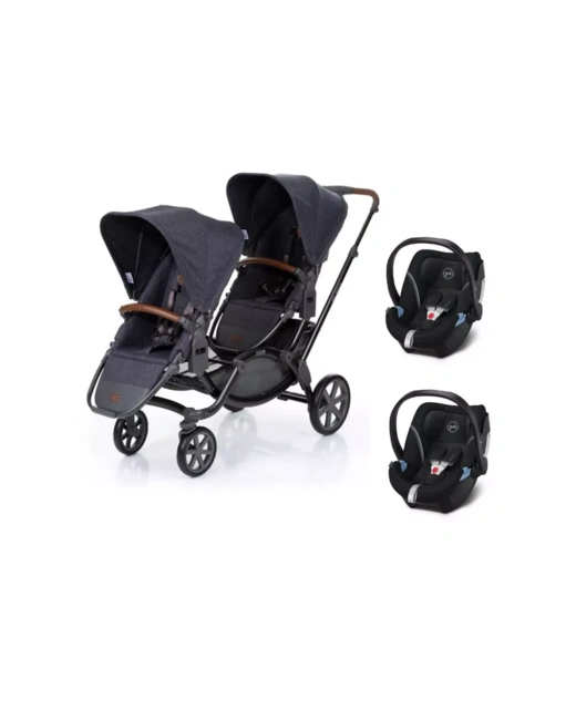 Poussette double Zoom + 2 coques Cybex Aton 5