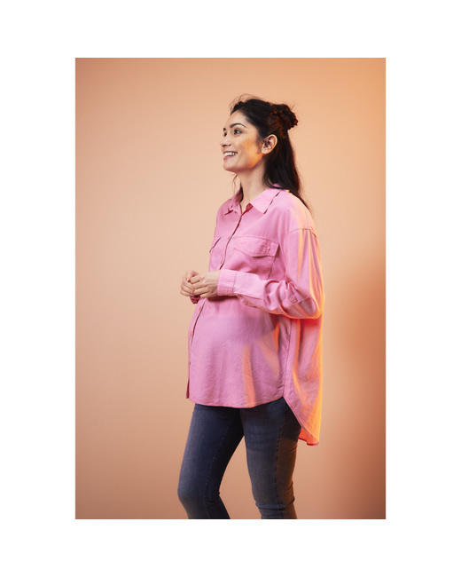 Chemise de grossesse fluide et longue en lyocell