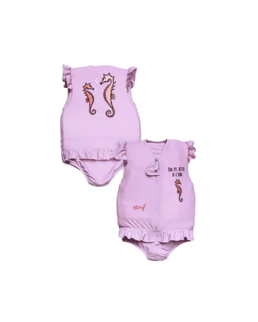 Maillot de bain flottant fille : Hippocampe Lavande