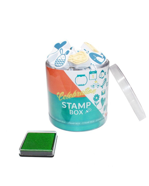 Mini Tampons En Caoutchouc + Encreur - Celebration