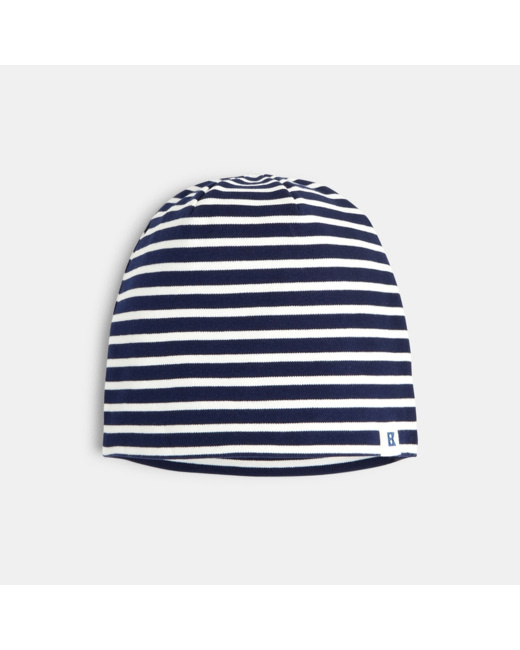 Bonnet rayé en jersey blanc garçon