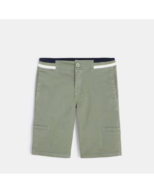 Bermuda slim en toile vert garçon