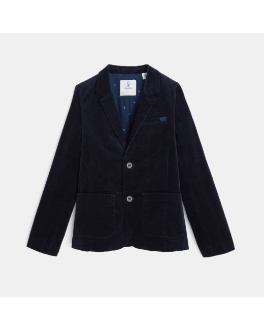 Veste en velours fantaisie uni bleu garçon