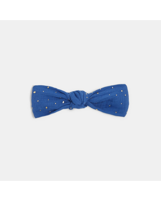 Headband noué à studs dorés bleu fille