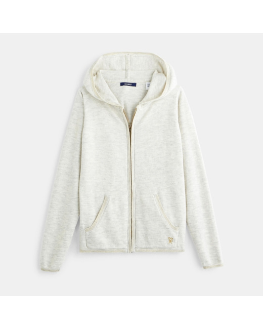 Gilet zippé à capuche gris fille