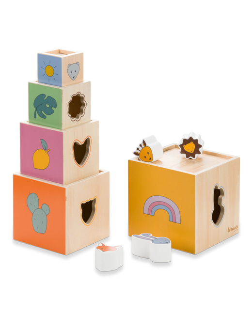 Cubes à empiler en bois Stack N Raise