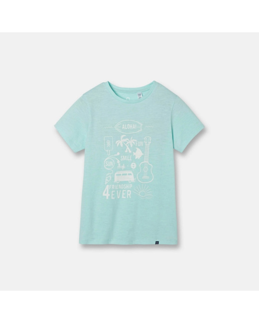 T-shirt à message turquoise garçon