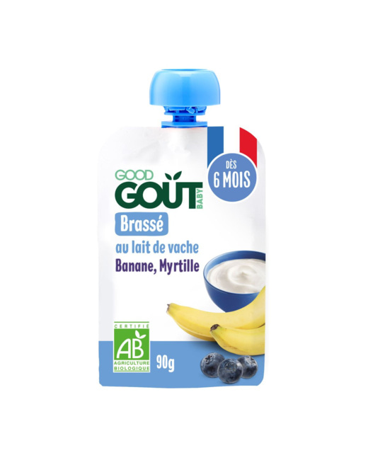 Brassé au lait de vache banane, myrtille