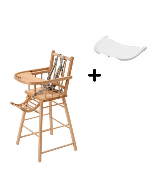 Pack chaise haute André vernis naturel et sa tablette