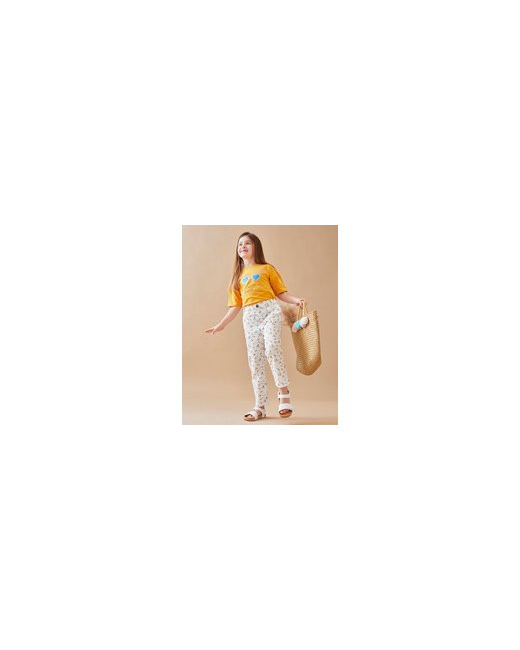 Pantalon en twill fleuri