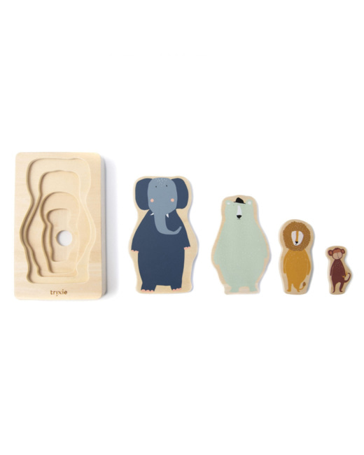4 puzzles animaux superposés