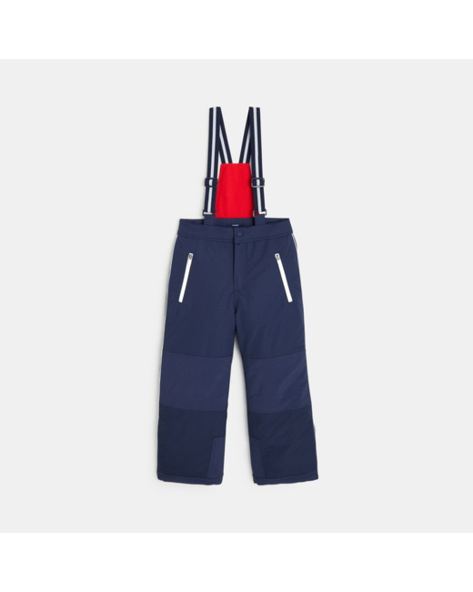 Pantalon de ski à bretelles élastiquées bleu garçon