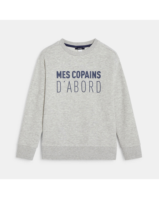 Sweat-shirt à message gris garçon